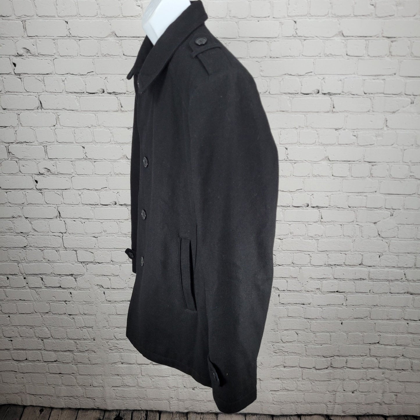 Michael Kors Black Wool Blend Insulated Quilted Lining Buttoned Coat Size LT
