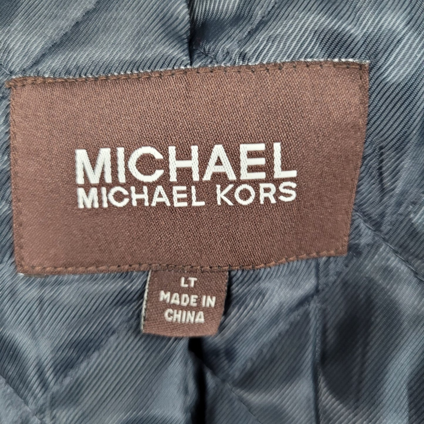 Michael Kors Black Wool Blend Insulated Quilted Lining Buttoned Coat Size LT