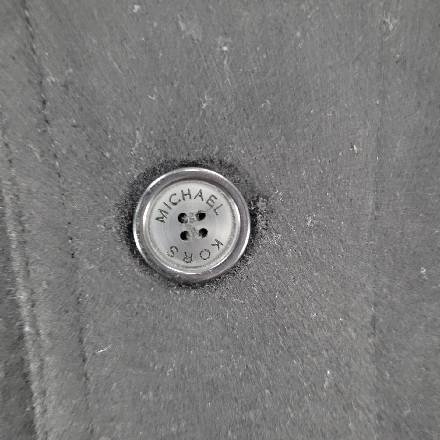 Michael Kors Black Wool Blend Insulated Quilted Lining Buttoned Coat Size LT
