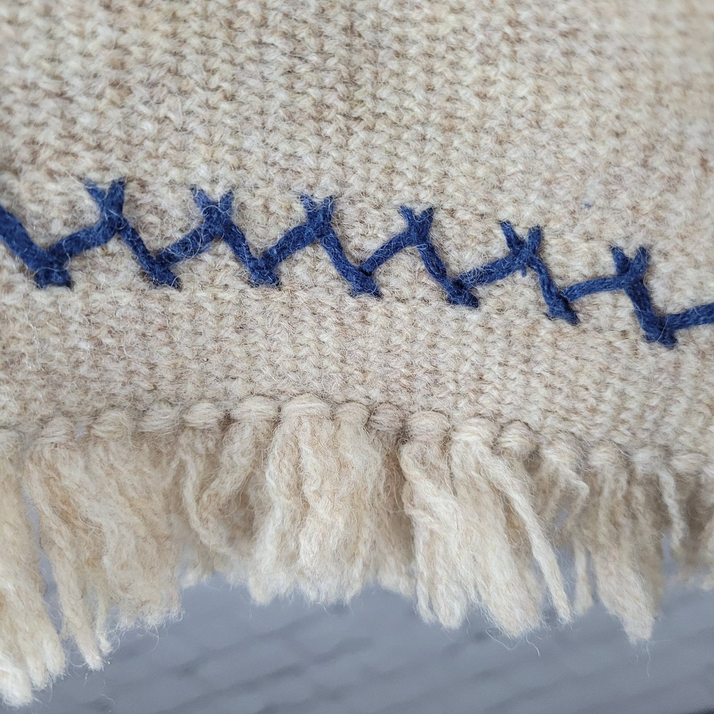 VTG Christopher & Banks Shetland Wool Knit Hand Embroidered Poncho Sweater O/S