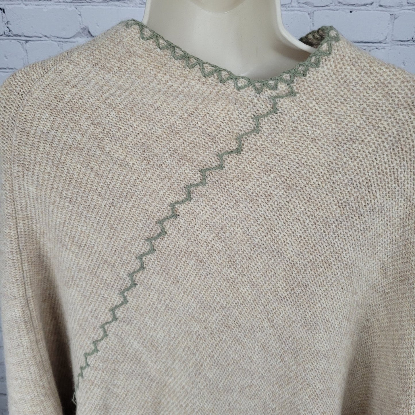 VTG Christopher & Banks Shetland Wool Knit Hand Embroidered Poncho Sweater O/S