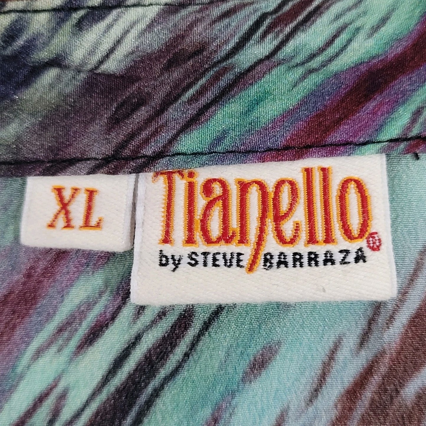 Tianello Multicolor 100% Silk Aztec Lightweight Button Up Shirt USA Made Size XL