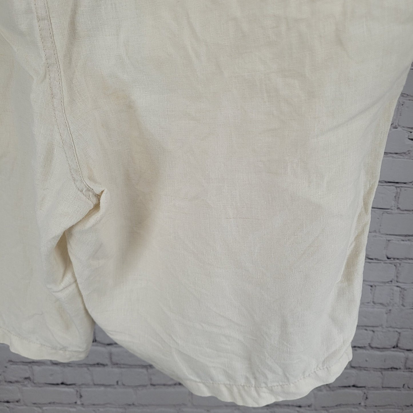Tommy Bahama Beige 100% Linen Zip & Drawstring Breathable Shorts Size LT (42x11)