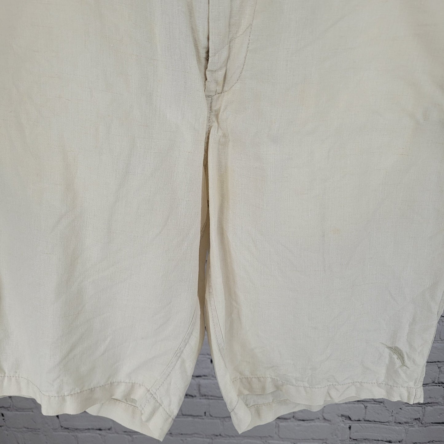 Tommy Bahama Beige 100% Linen Zip & Drawstring Breathable Shorts Size LT (42x11)