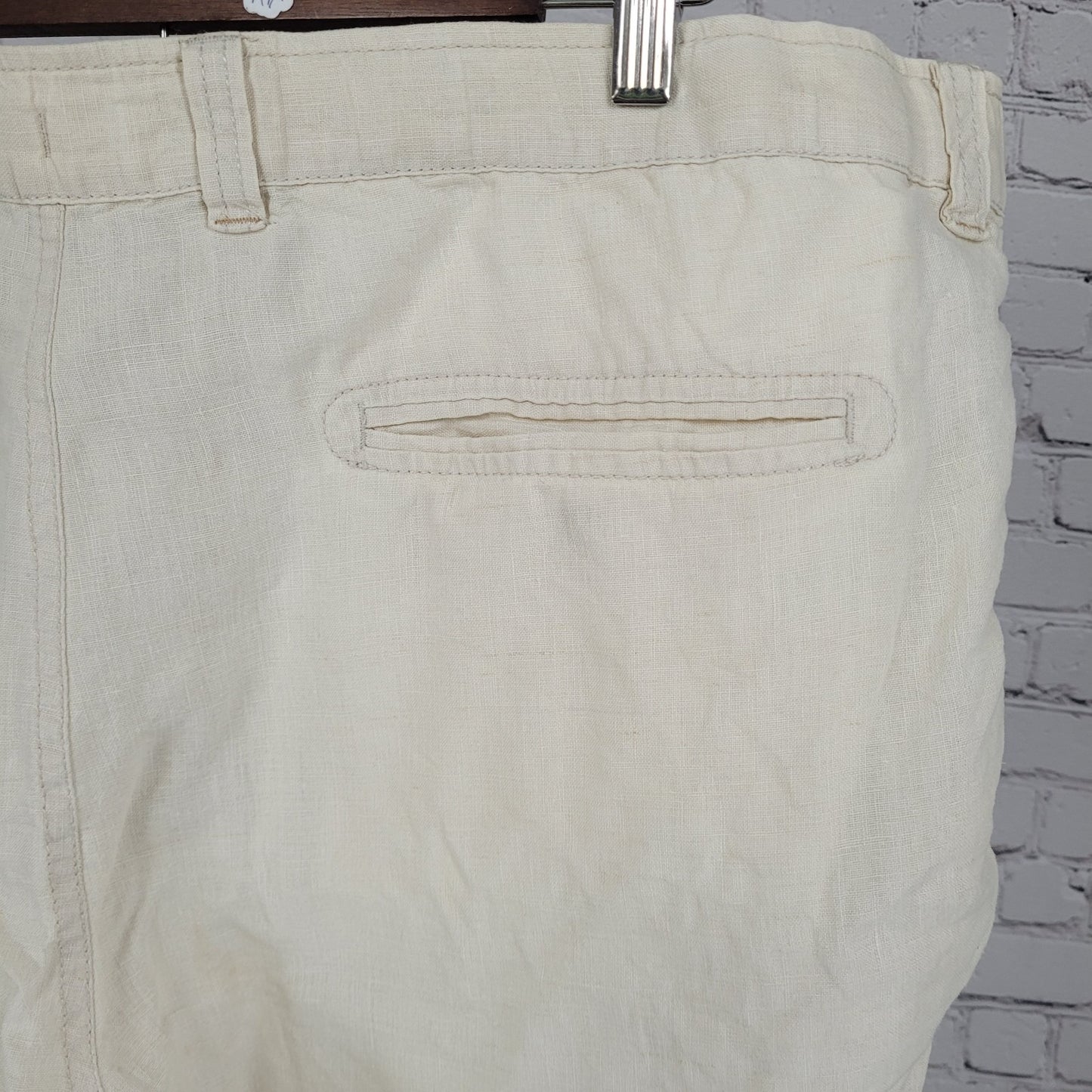 Tommy Bahama Beige 100% Linen Zip & Drawstring Breathable Shorts Size LT (42x11)