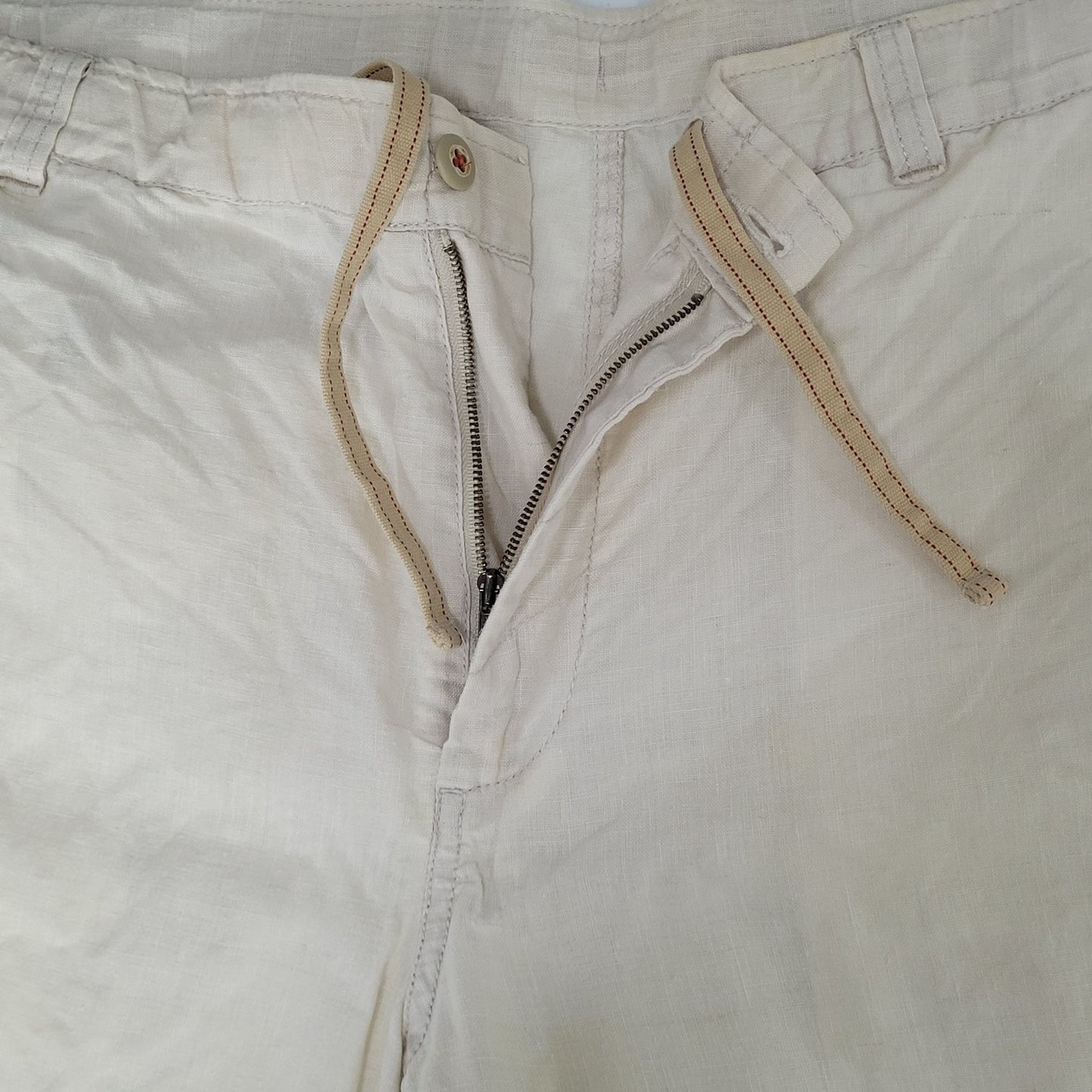 Tommy Bahama Beige 100% Linen Zip & Drawstring Breathable Shorts Size LT (42x11)