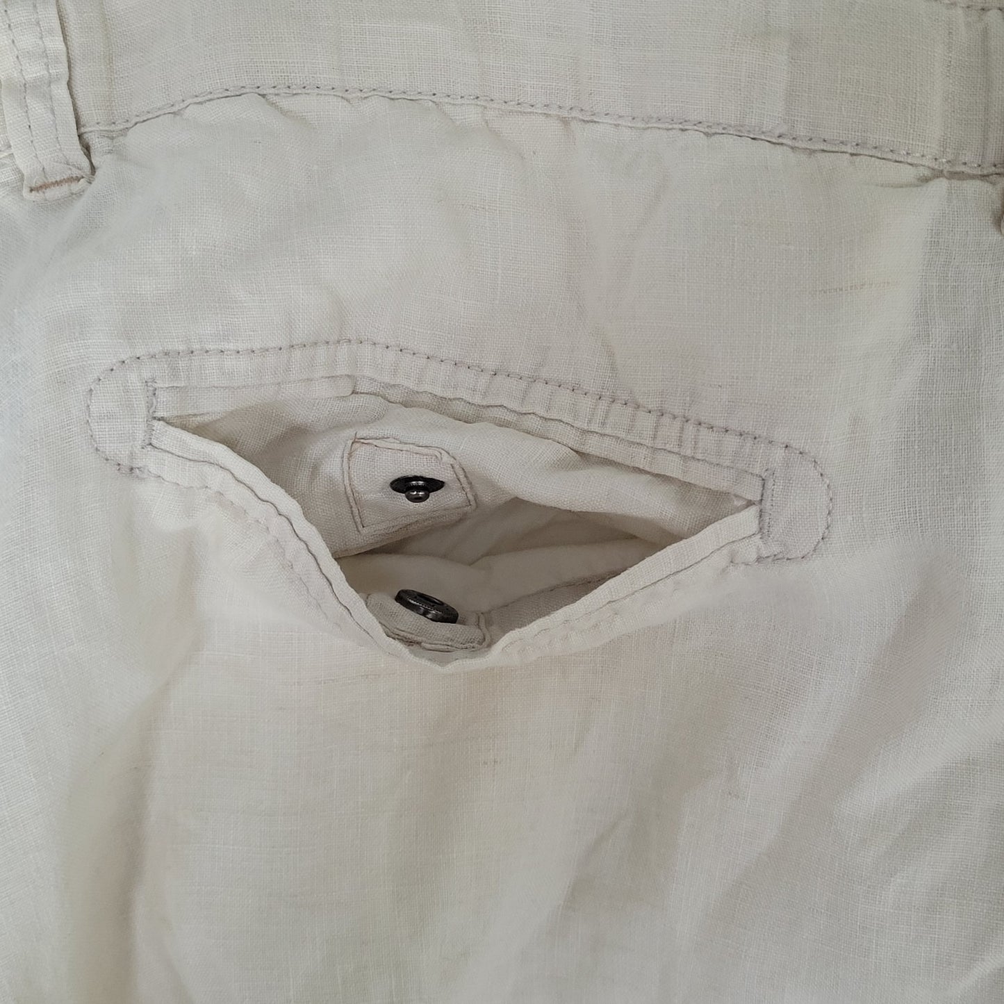 Tommy Bahama Beige 100% Linen Zip & Drawstring Breathable Shorts Size LT (42x11)