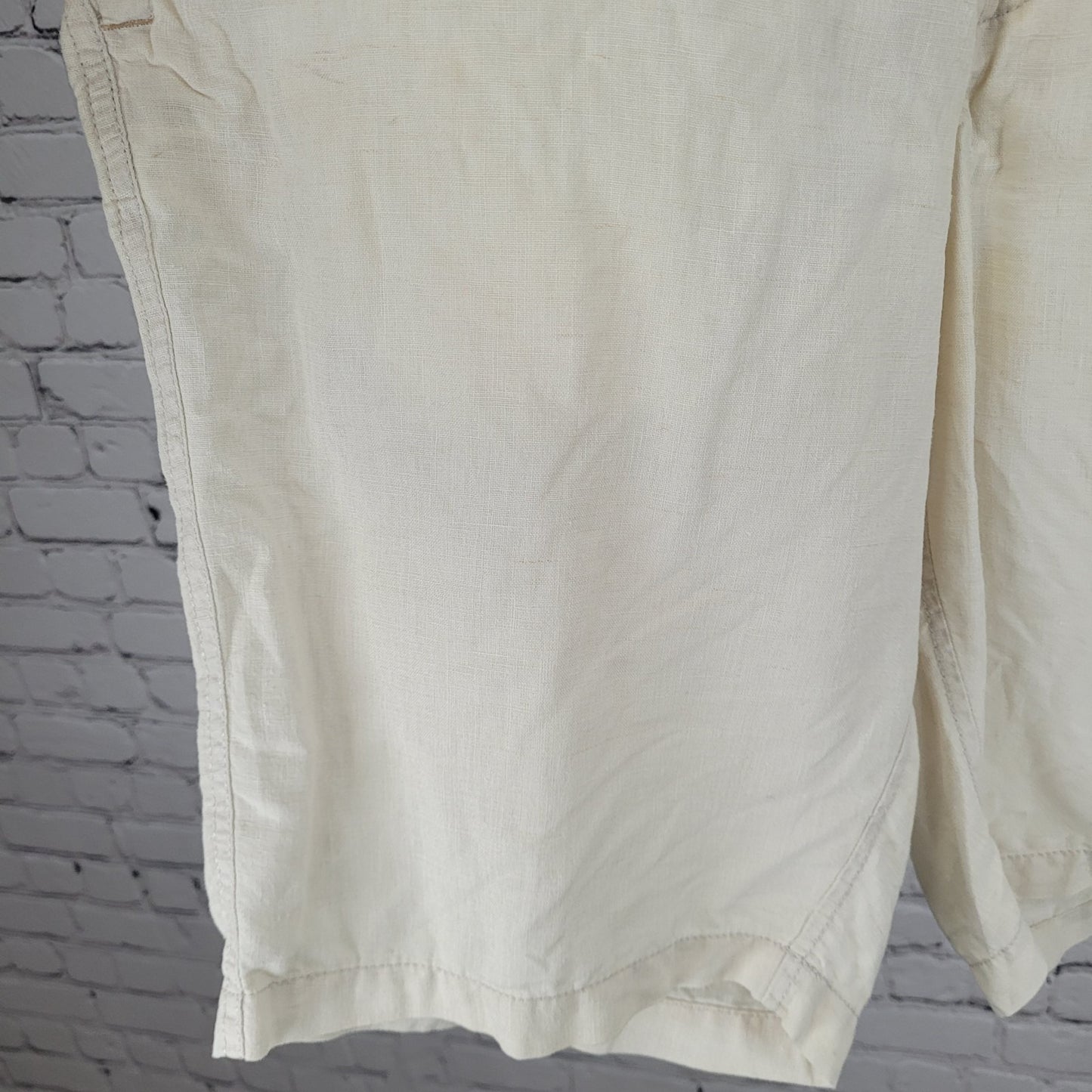 Tommy Bahama Beige 100% Linen Zip & Drawstring Breathable Shorts Size LT (42x11)