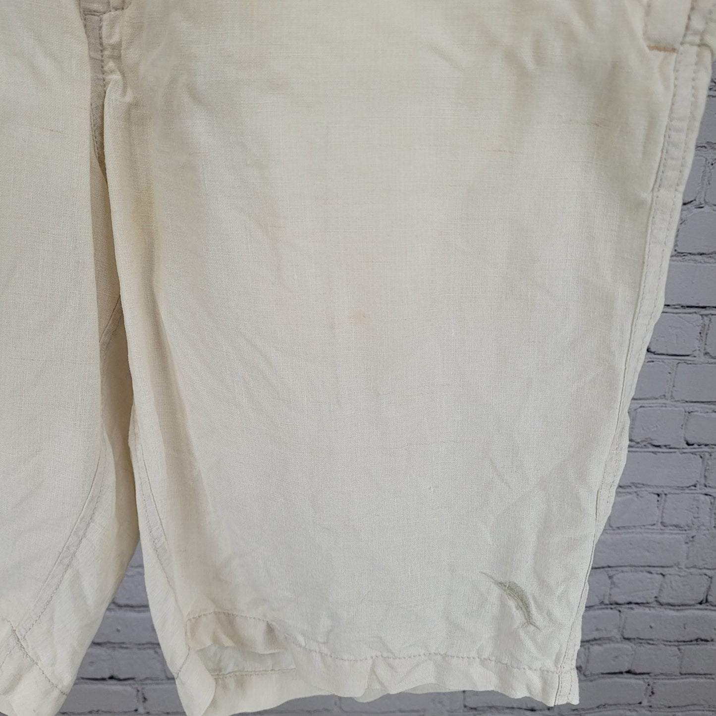 Tommy Bahama Beige 100% Linen Zip & Drawstring Breathable Shorts Size LT (42x11)