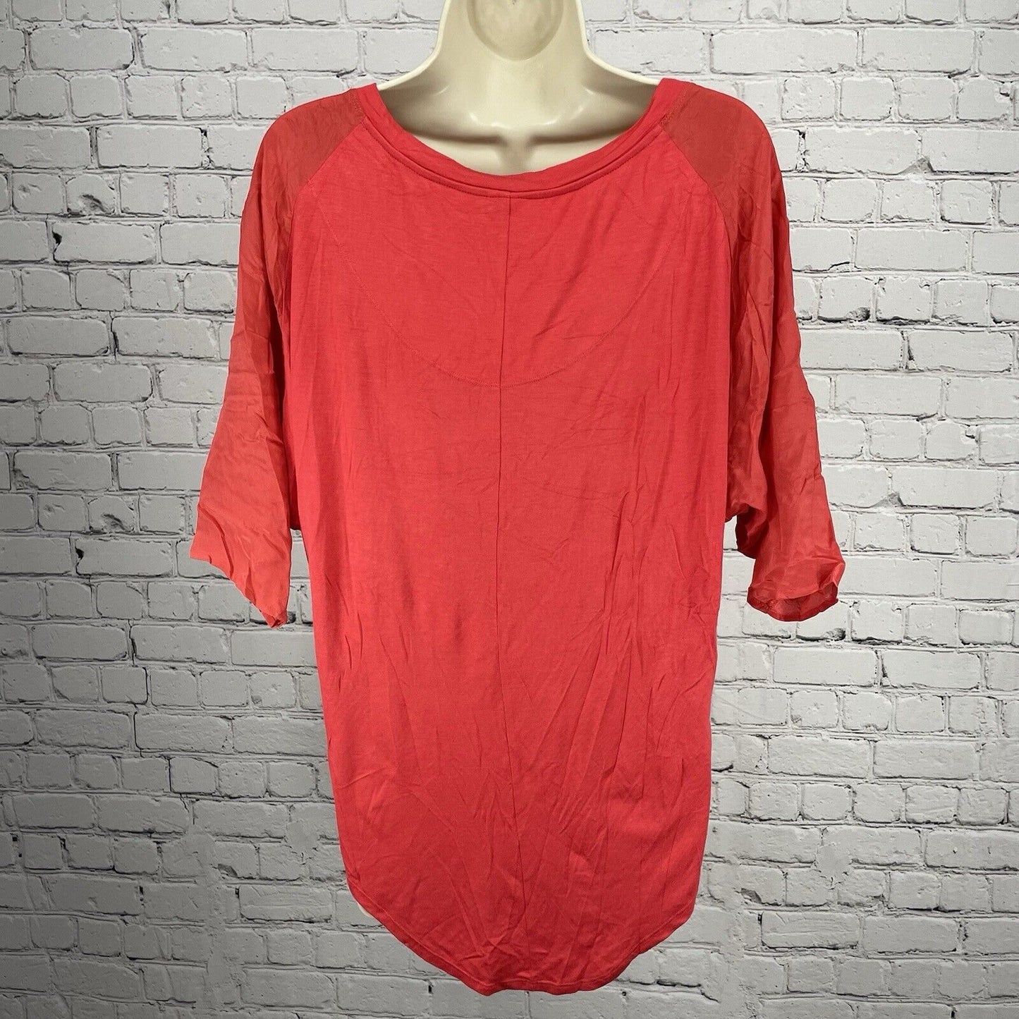 Guess Red 100% Silk Blouse Top Flowy Gold Zipper Short Dolman Sleeve Size XS