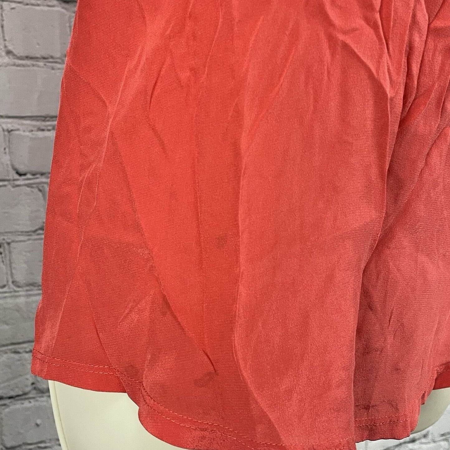 Guess Red 100% Silk Blouse Top Flowy Gold Zipper Short Dolman Sleeve Size XS