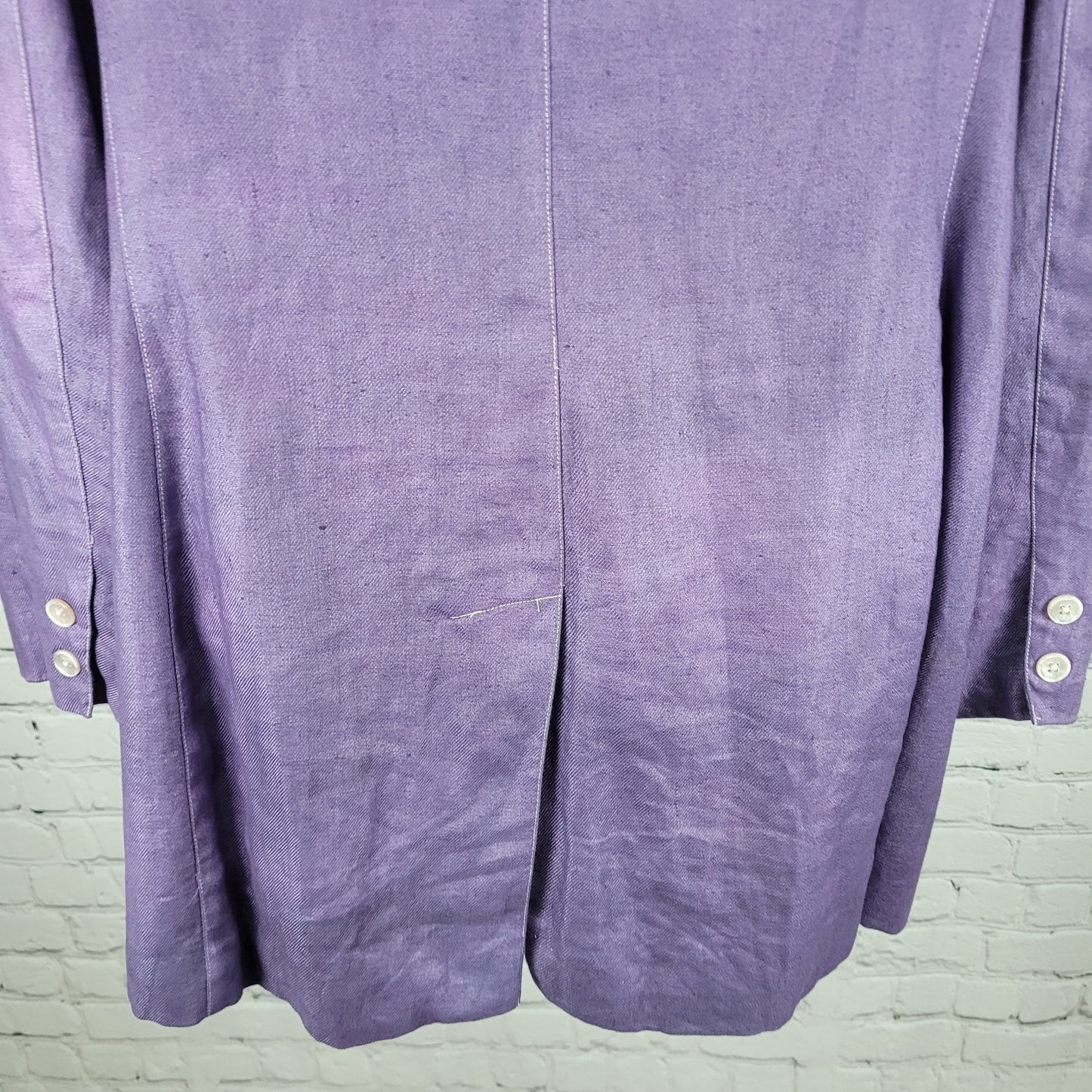 Lauren Ralph Lauren Purple Linen Buttoned Lined Notch Blazer Jacket Size 14