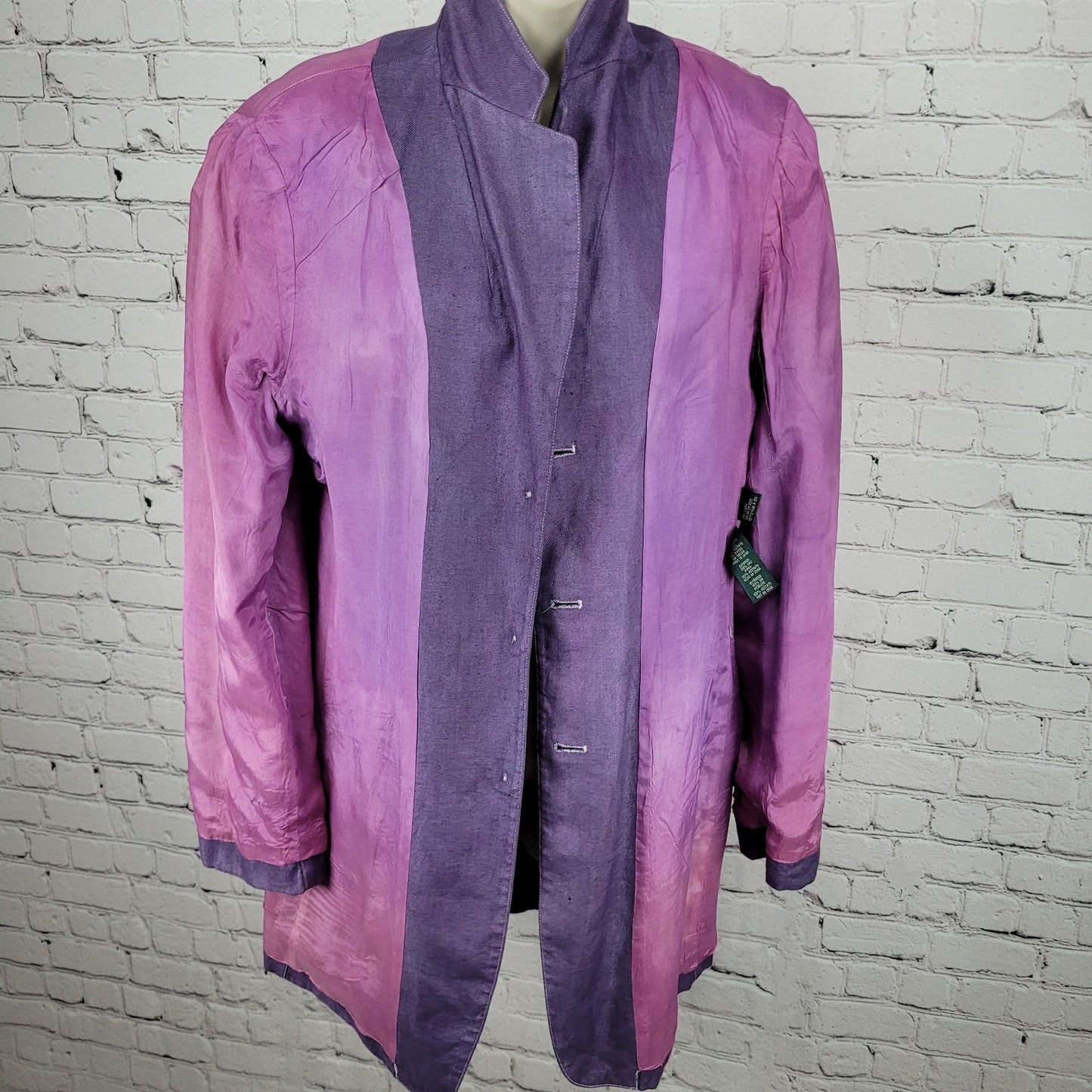 Lauren Ralph Lauren Purple Linen Buttoned Lined Notch Blazer Jacket Size 14