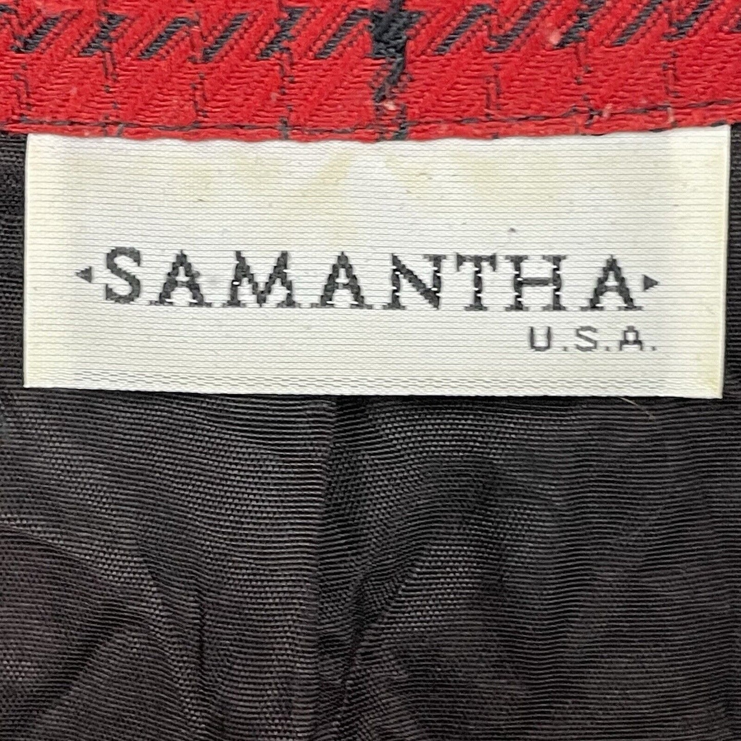 VTG Samantha USA Red Check One Button Lightweight Blazer Pockets Size 14