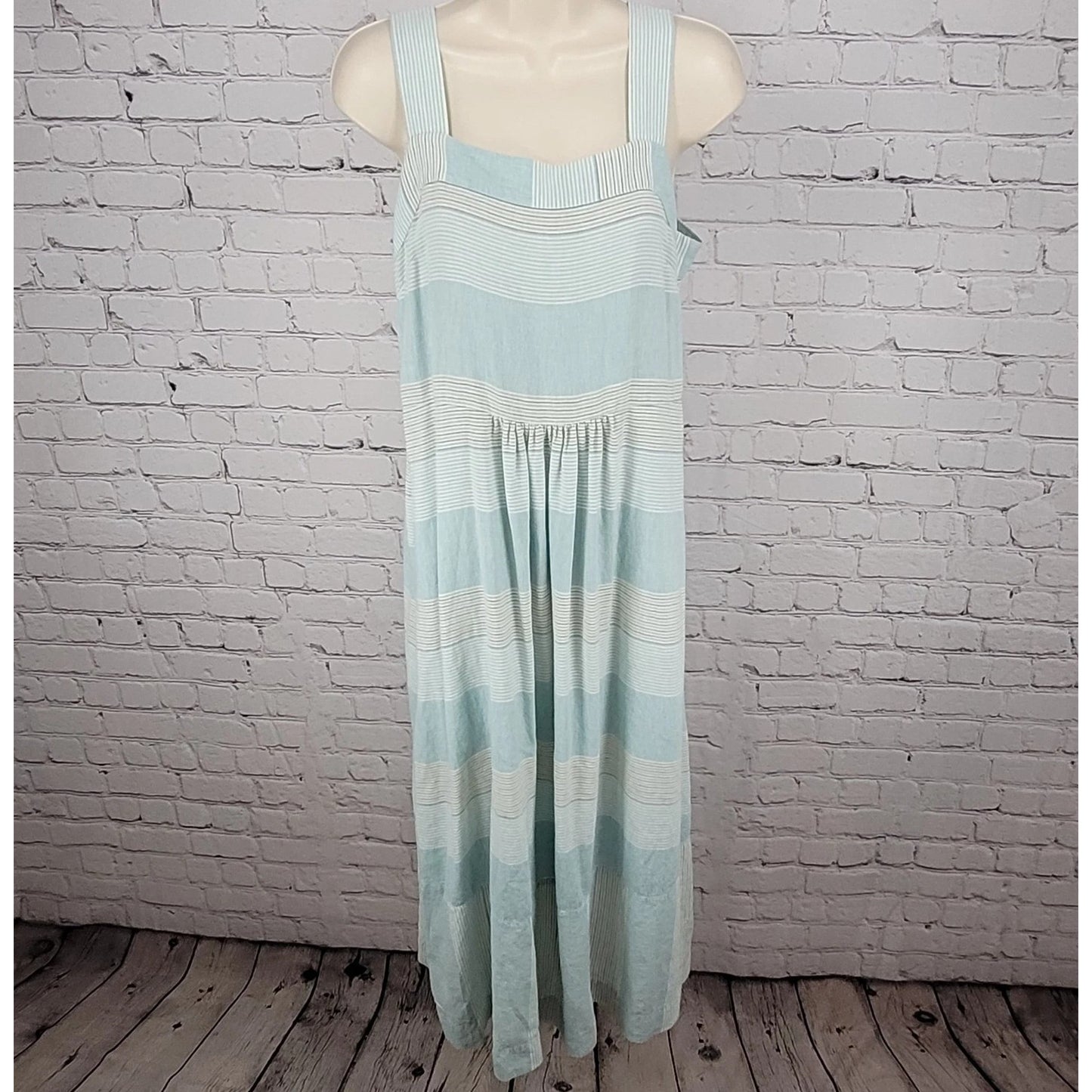 Patagonia Blue Striped Garden Island Hemp Blend Pockets Buttoned Dress Medium M