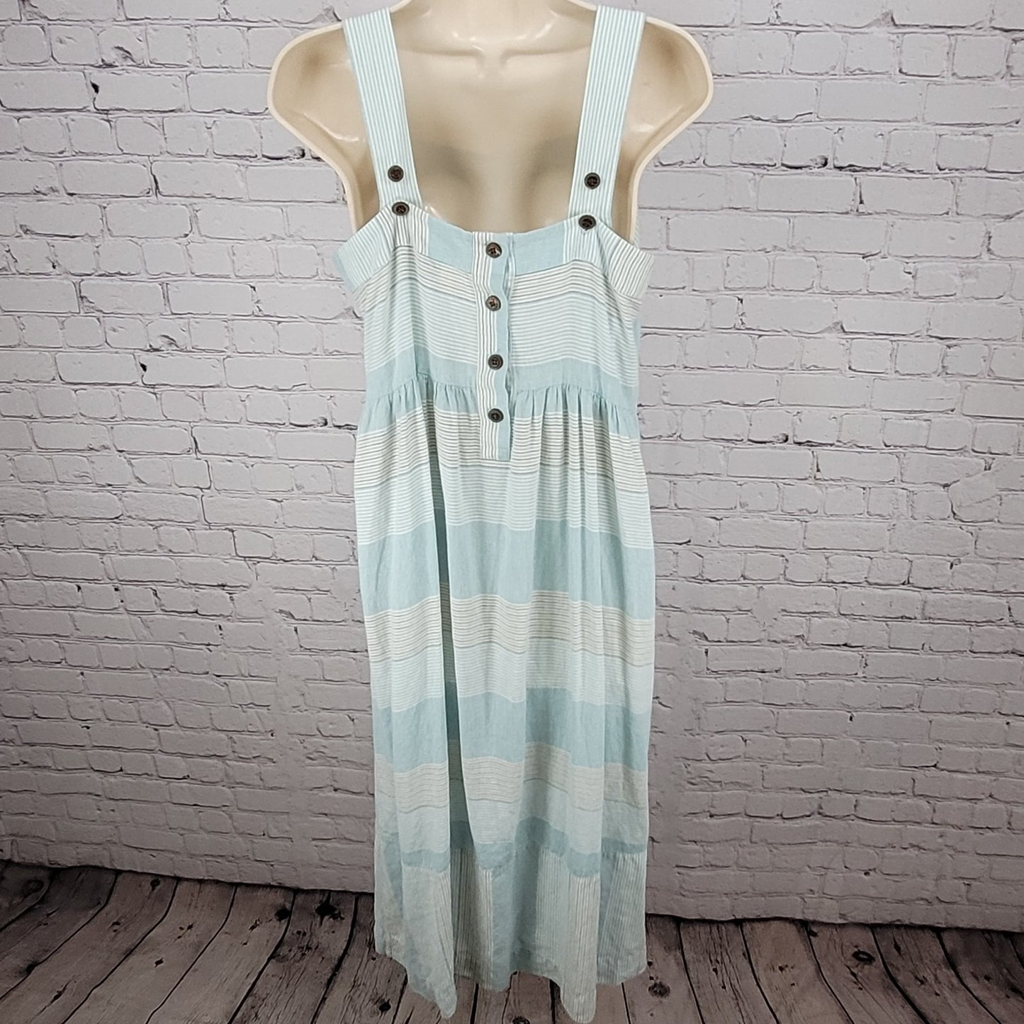 Patagonia Blue Striped Garden Island Hemp Blend Pockets Buttoned Dress Medium M