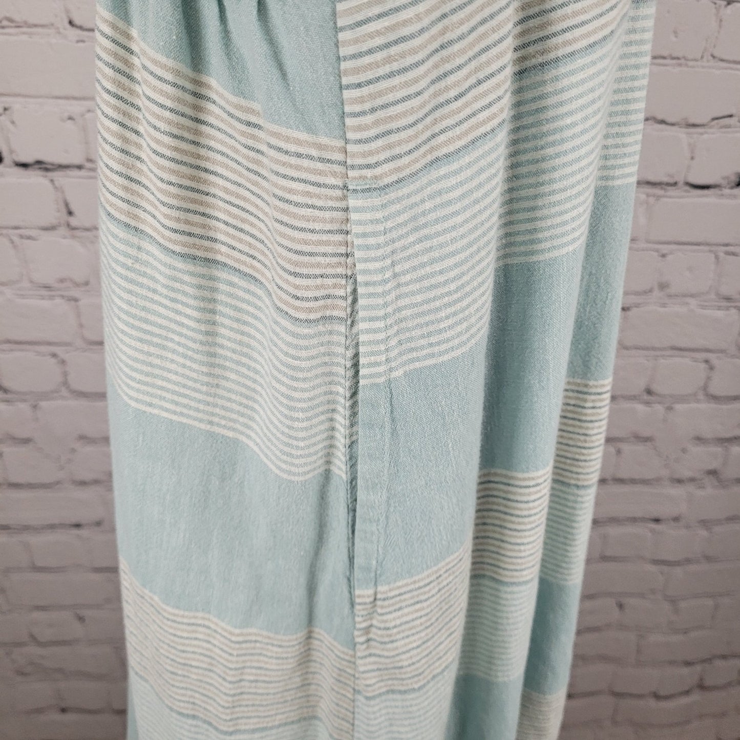 Patagonia Blue Striped Garden Island Hemp Blend Pockets Buttoned Dress Medium M