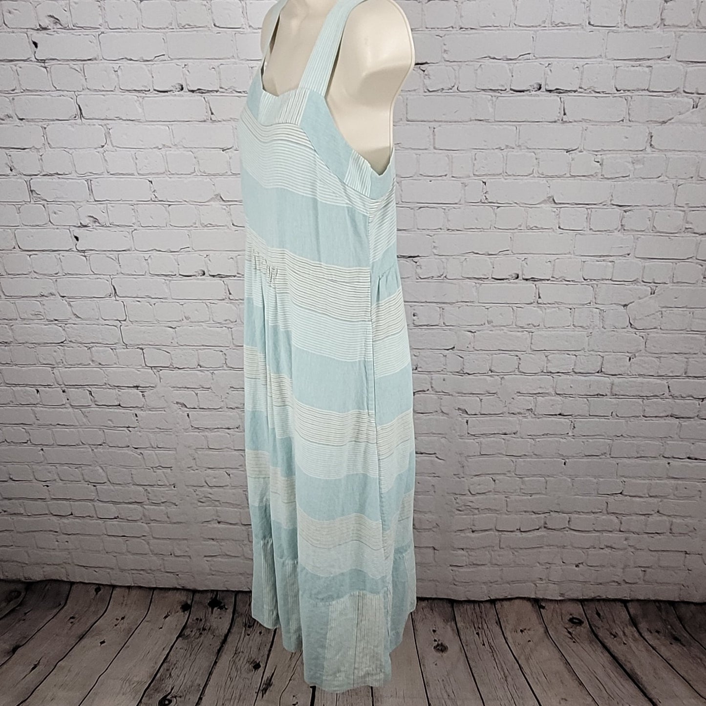 Patagonia Blue Striped Garden Island Hemp Blend Pockets Buttoned Dress Medium M