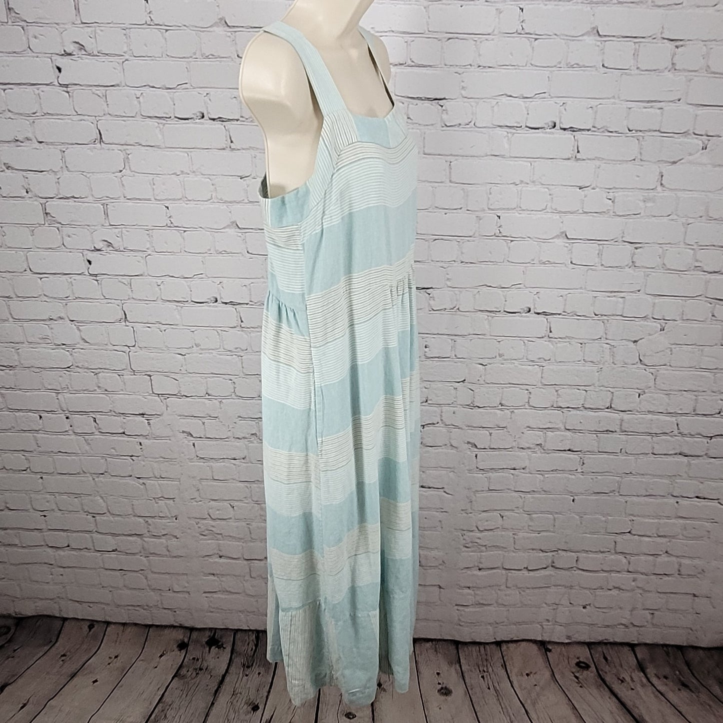 Patagonia Blue Striped Garden Island Hemp Blend Pockets Buttoned Dress Medium M