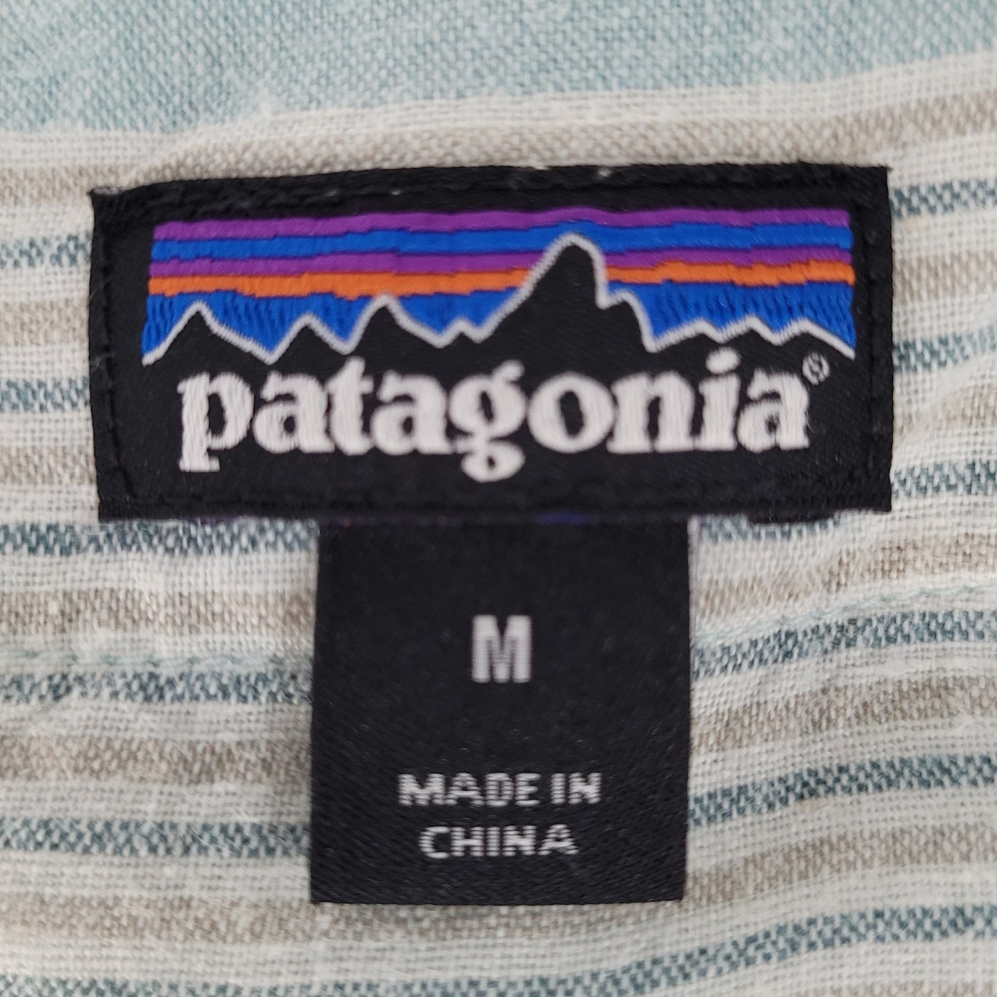 Patagonia Blue Striped Garden Island Hemp Blend Pockets Buttoned Dress Medium M