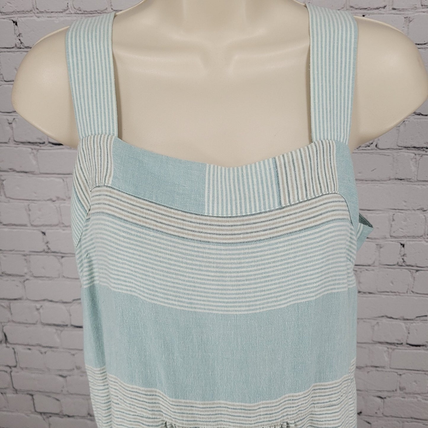 Patagonia Blue Striped Garden Island Hemp Blend Pockets Buttoned Dress Medium M