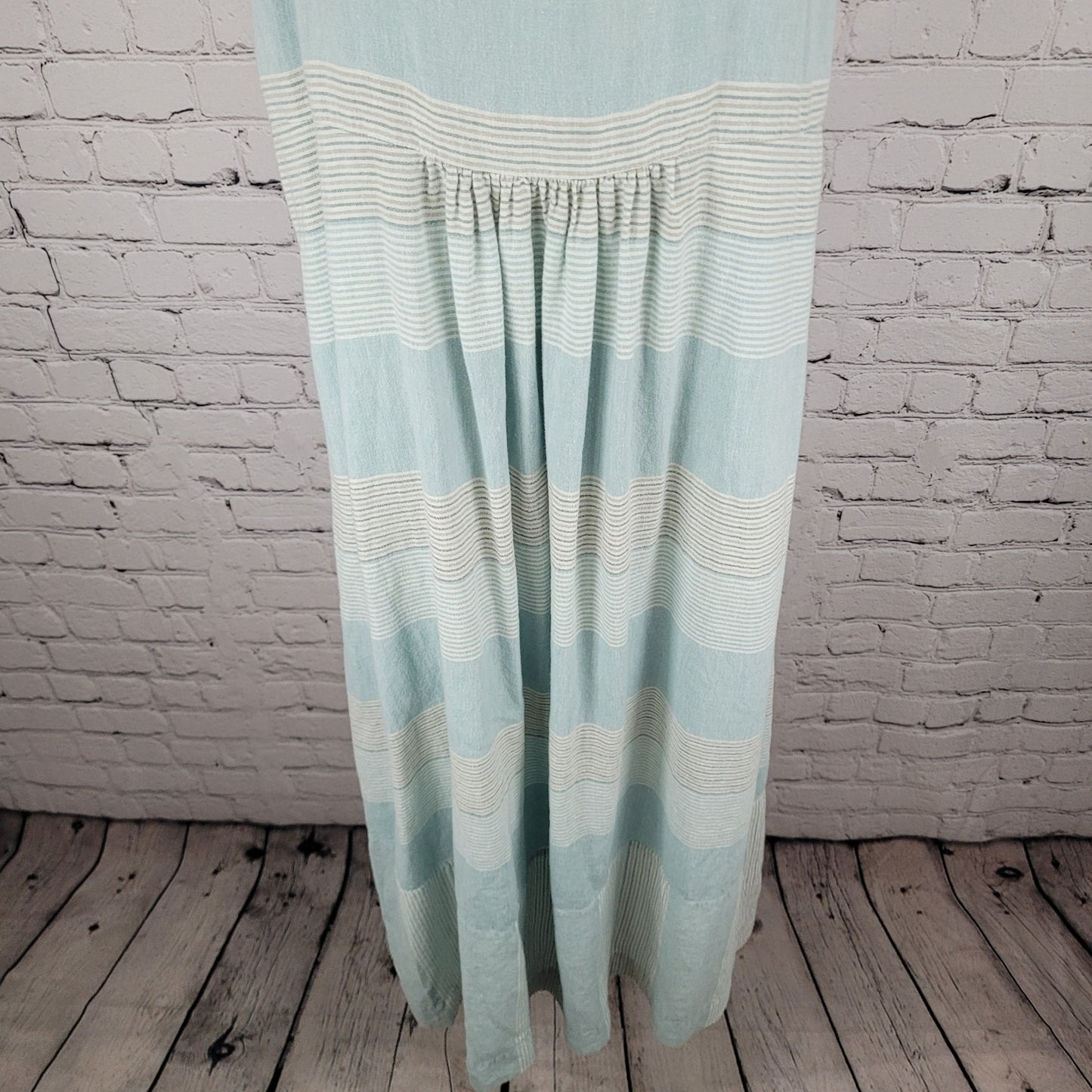 Patagonia Blue Striped Garden Island Hemp Blend Pockets Buttoned Dress Medium M