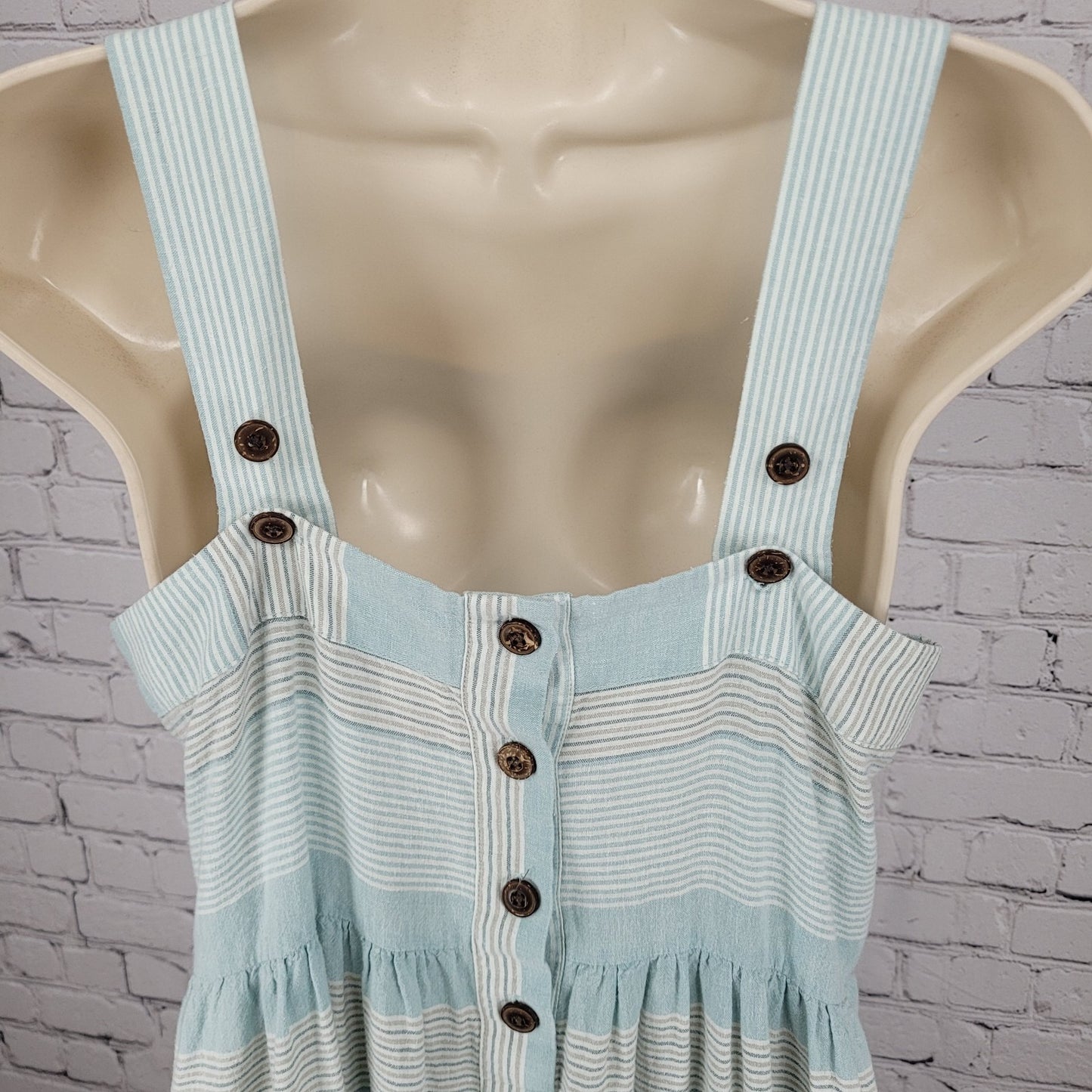 Patagonia Blue Striped Garden Island Hemp Blend Pockets Buttoned Dress Medium M