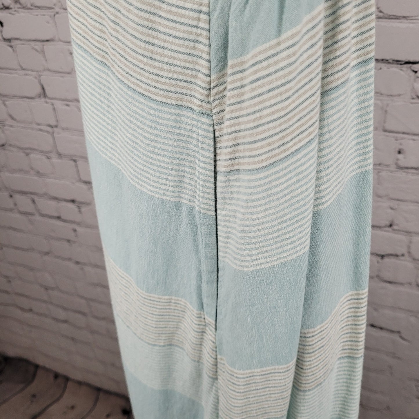 Patagonia Blue Striped Garden Island Hemp Blend Pockets Buttoned Dress Medium M