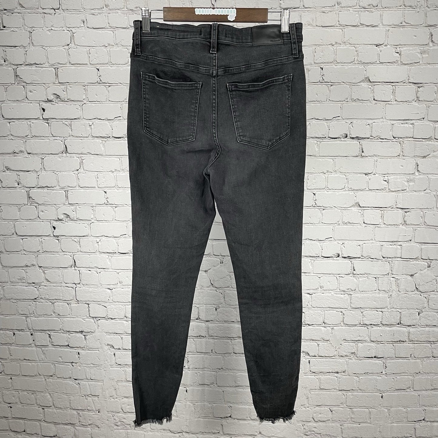 Madewell Black Grey Skinny High Rise Stretch Raw Hem Jeans Size 28 (29x29)