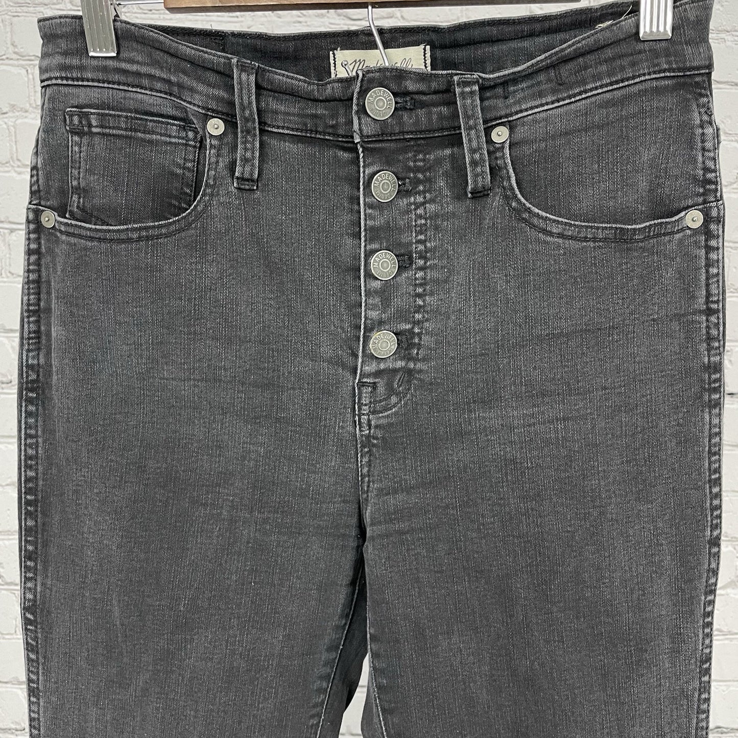 Madewell Black Grey Skinny High Rise Stretch Raw Hem Jeans Size 28 (29x29)