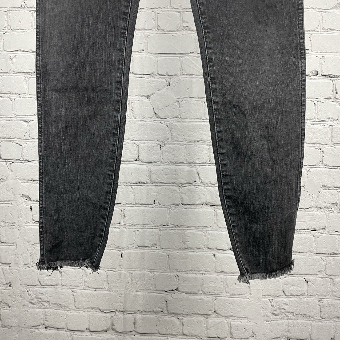 Madewell Black Grey Skinny High Rise Stretch Raw Hem Jeans Size 28 (29x29)