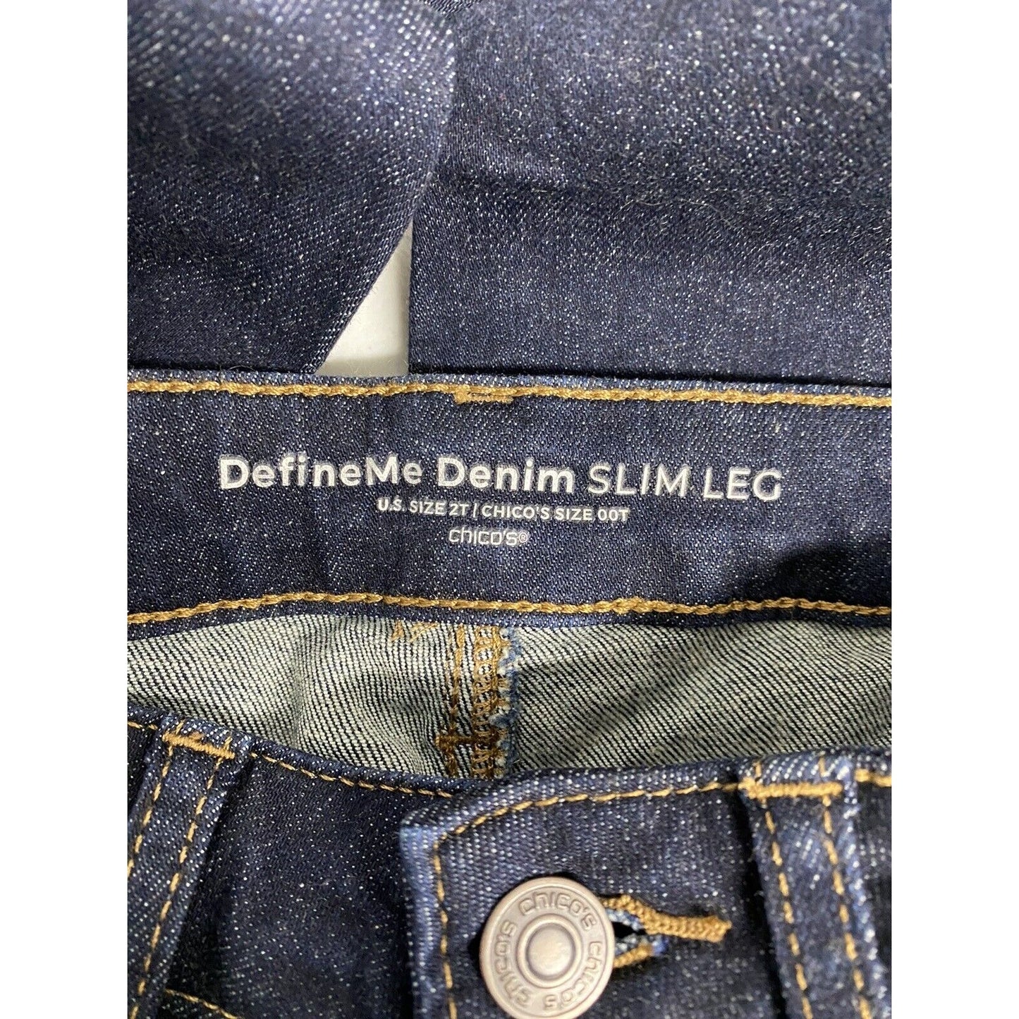 Chico’s Define Me Denim Slim Leg Mid Rise Dark Wash Denim Jeans Women’s (27x32)
