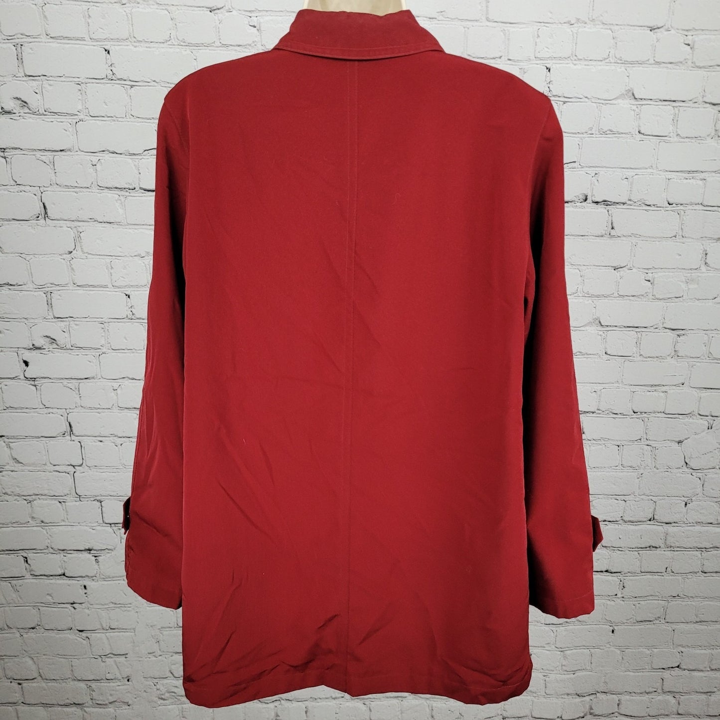 Gallery Red Full Zip Snap Lightweight Pockets Collared Jacket Size Medium M