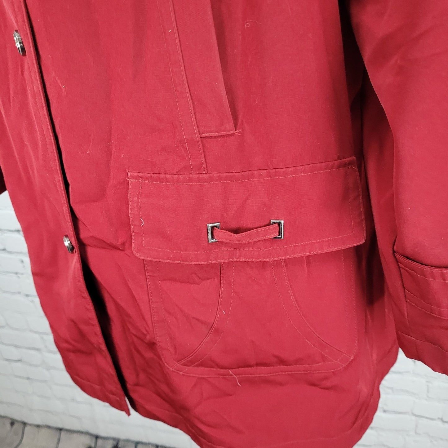 Gallery Red Full Zip Snap Lightweight Pockets Collared Jacket Size Medium M