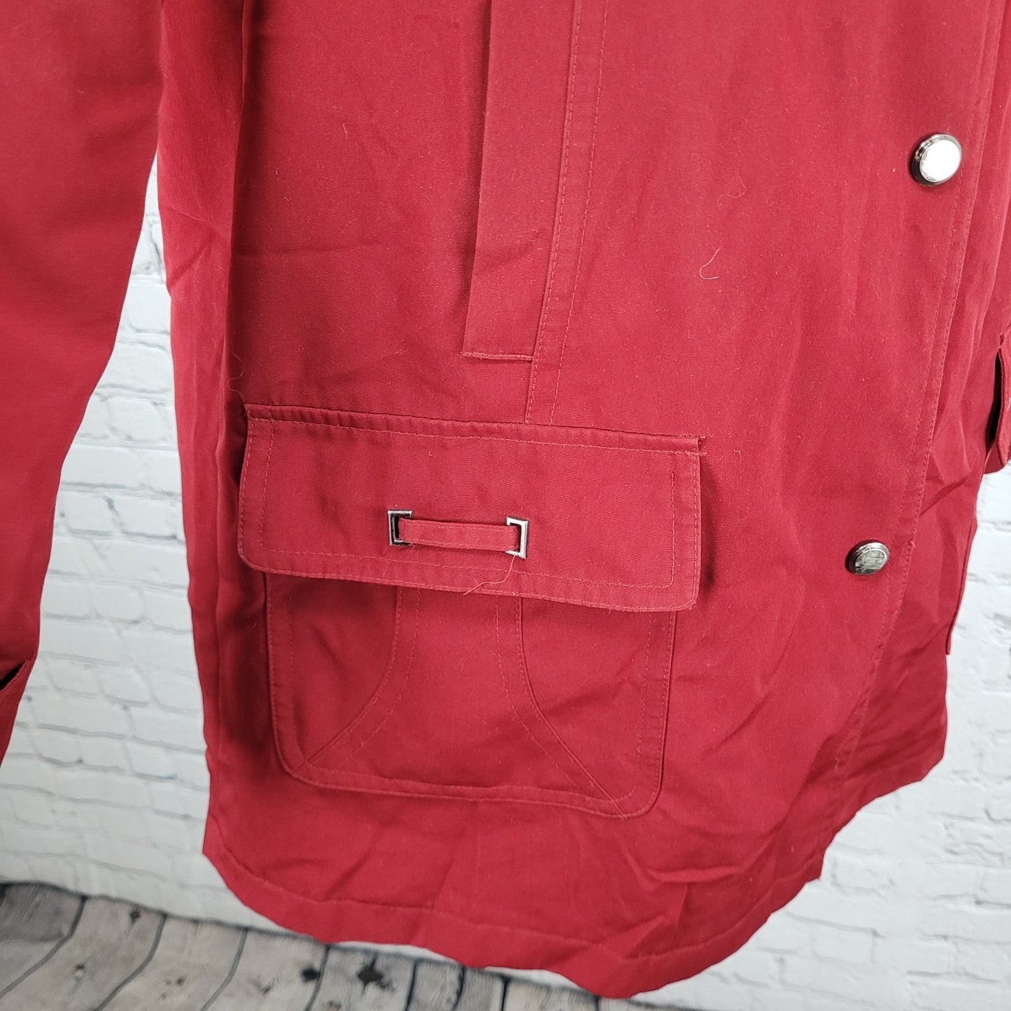 Gallery Red Full Zip Snap Lightweight Pockets Collared Jacket Size Medium M