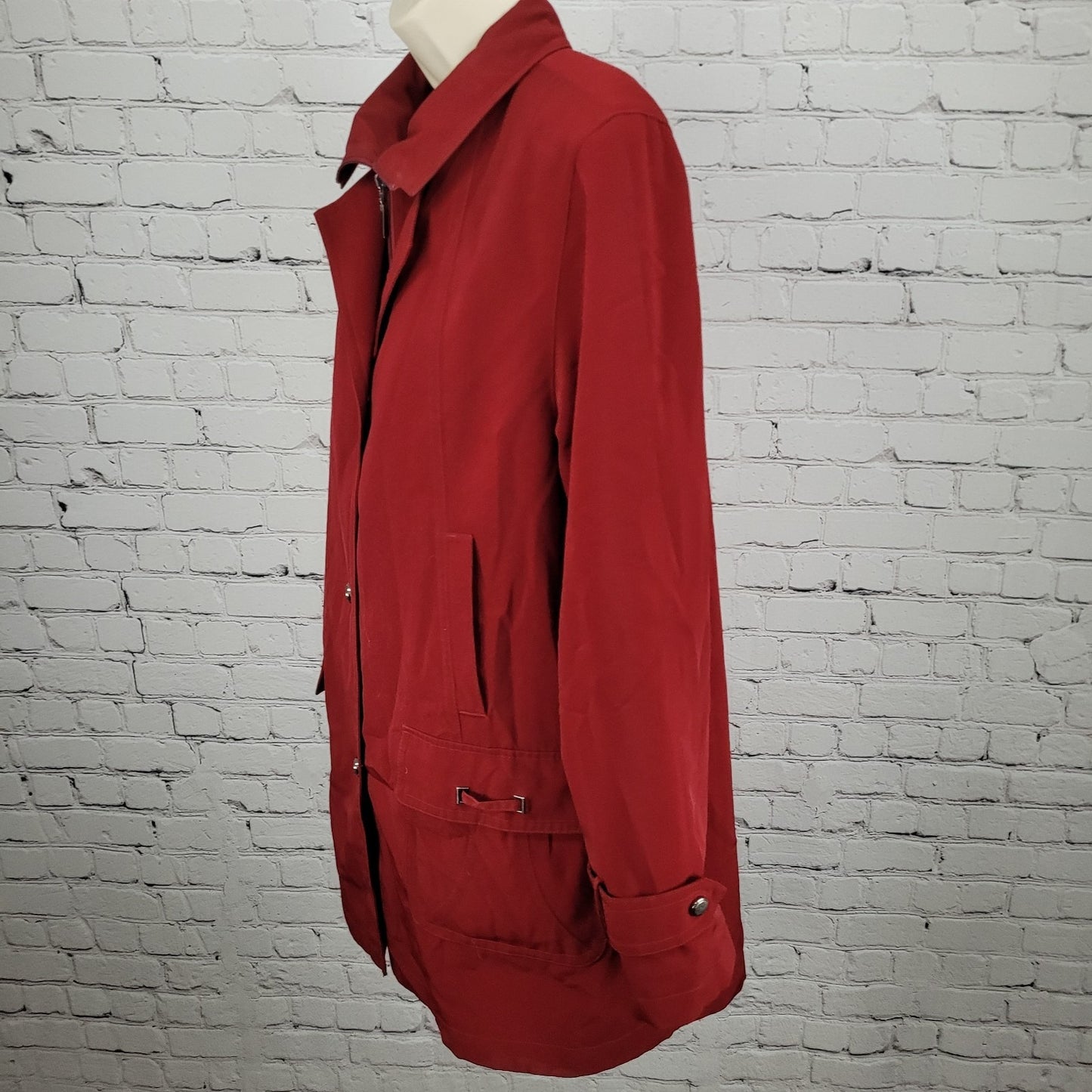 Gallery Red Full Zip Snap Lightweight Pockets Collared Jacket Size Medium M