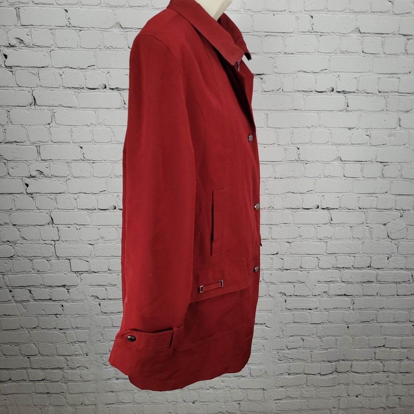 Gallery Red Full Zip Snap Lightweight Pockets Collared Jacket Size Medium M