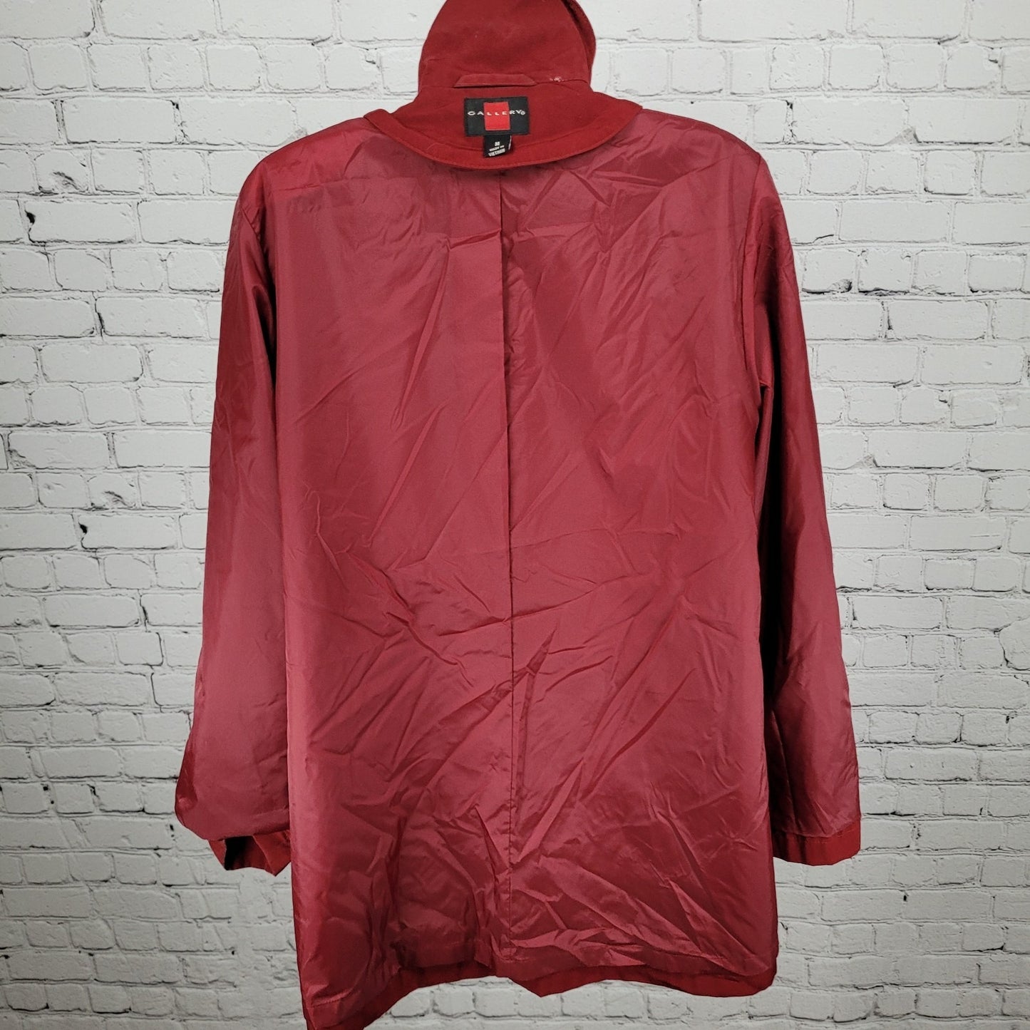 Gallery Red Full Zip Snap Lightweight Pockets Collared Jacket Size Medium M