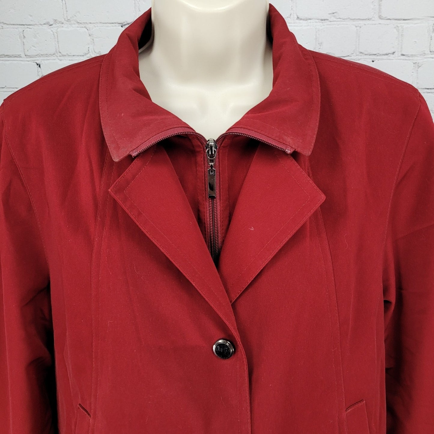 Gallery Red Full Zip Snap Lightweight Pockets Collared Jacket Size Medium M