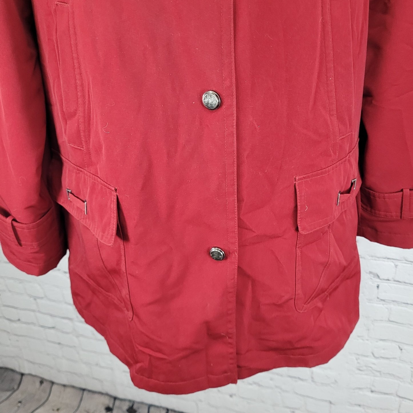 Gallery Red Full Zip Snap Lightweight Pockets Collared Jacket Size Medium M