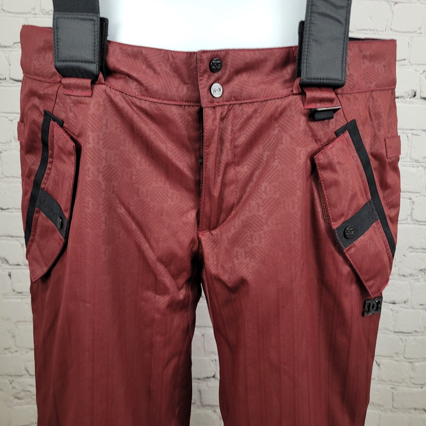 DC Exotex 8000 Red Weather Protective Snowboard Pants Snow Bib Medium M (34x33)