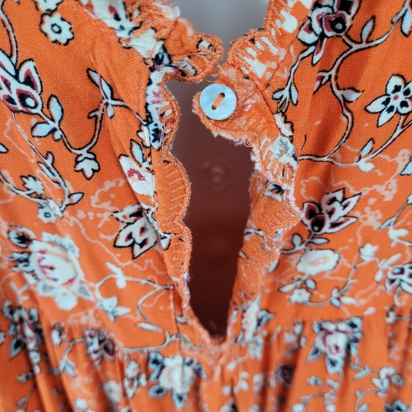 Urban Outfitters Orange Floral Strappy Boho Lined Sundress Slip Dress Medium M