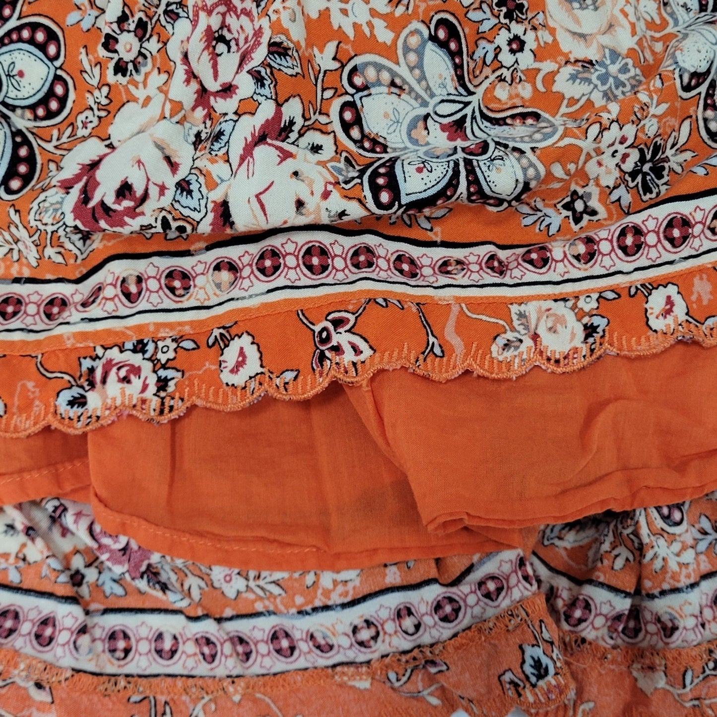 Urban Outfitters Orange Floral Strappy Boho Lined Sundress Slip Dress Medium M