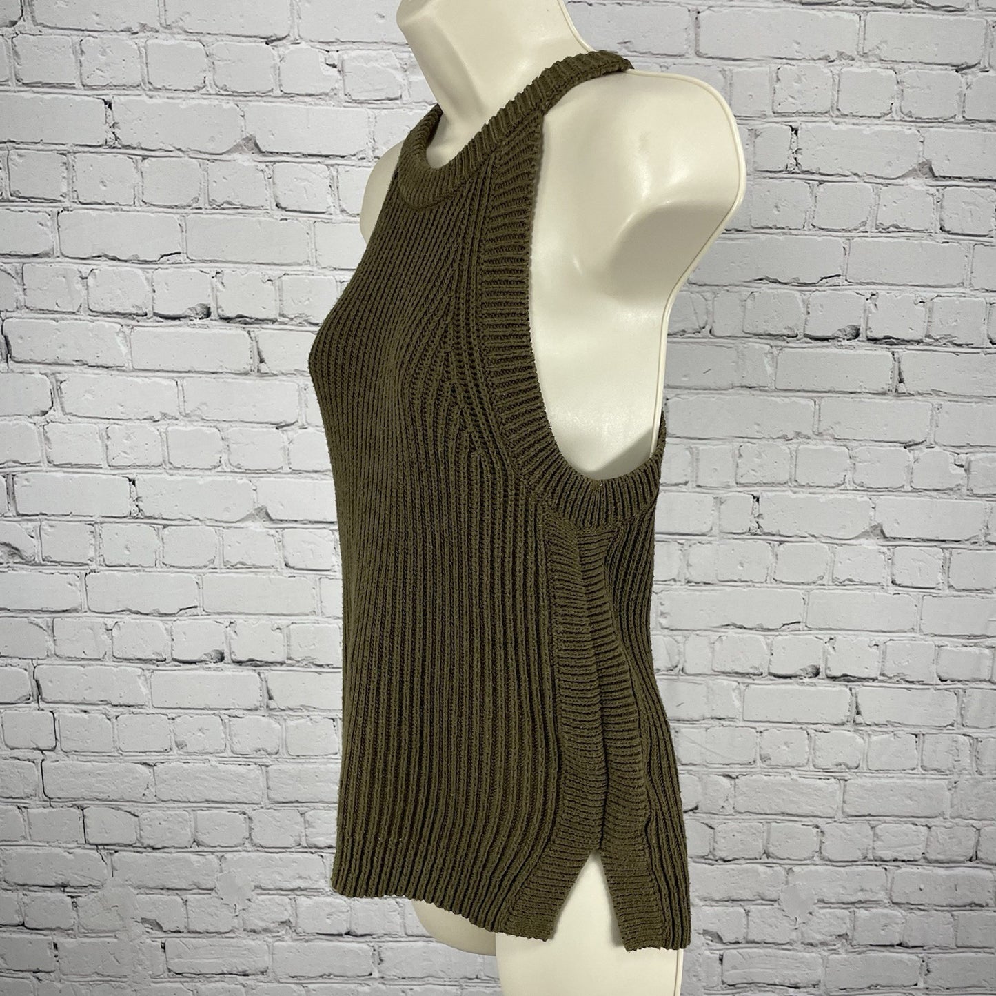 Madewell Green Knit Sweater Pullover Crew Neck Relaxed Tank Top Size XS