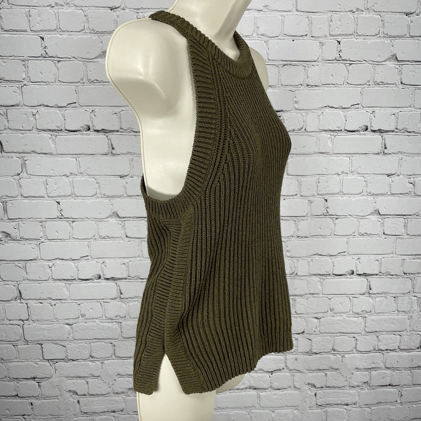 Madewell Green Knit Sweater Pullover Crew Neck Relaxed Tank Top Size XS