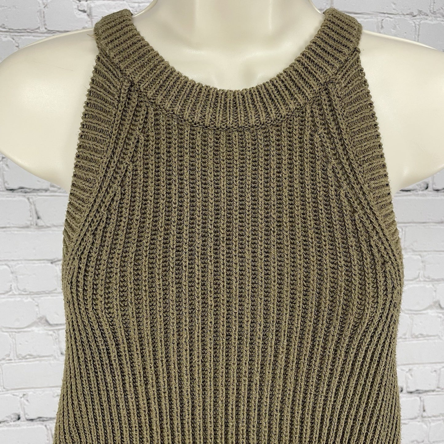 Madewell Green Knit Sweater Pullover Crew Neck Relaxed Tank Top Size XS