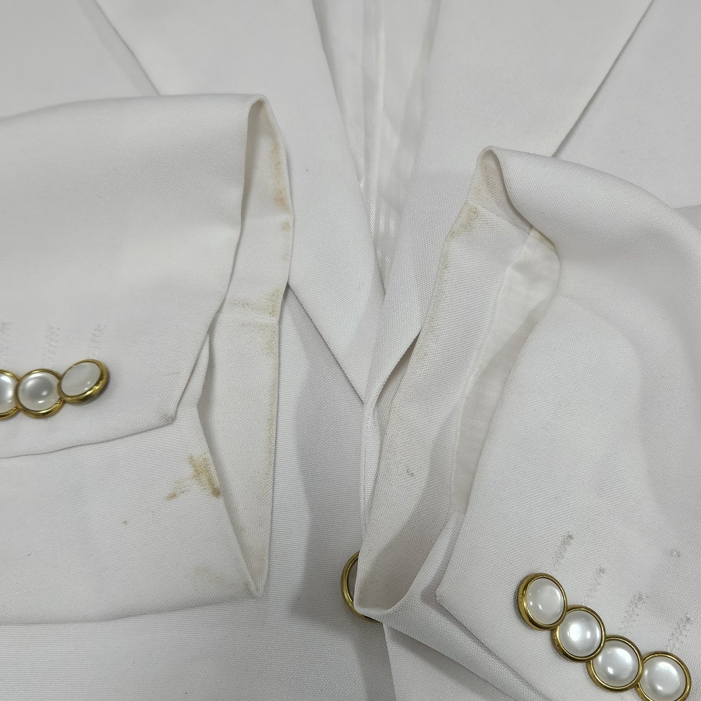 Lucci Collezione Ivory White 3 Gold Button Ventless Notch Blazer Sport Coat 50L