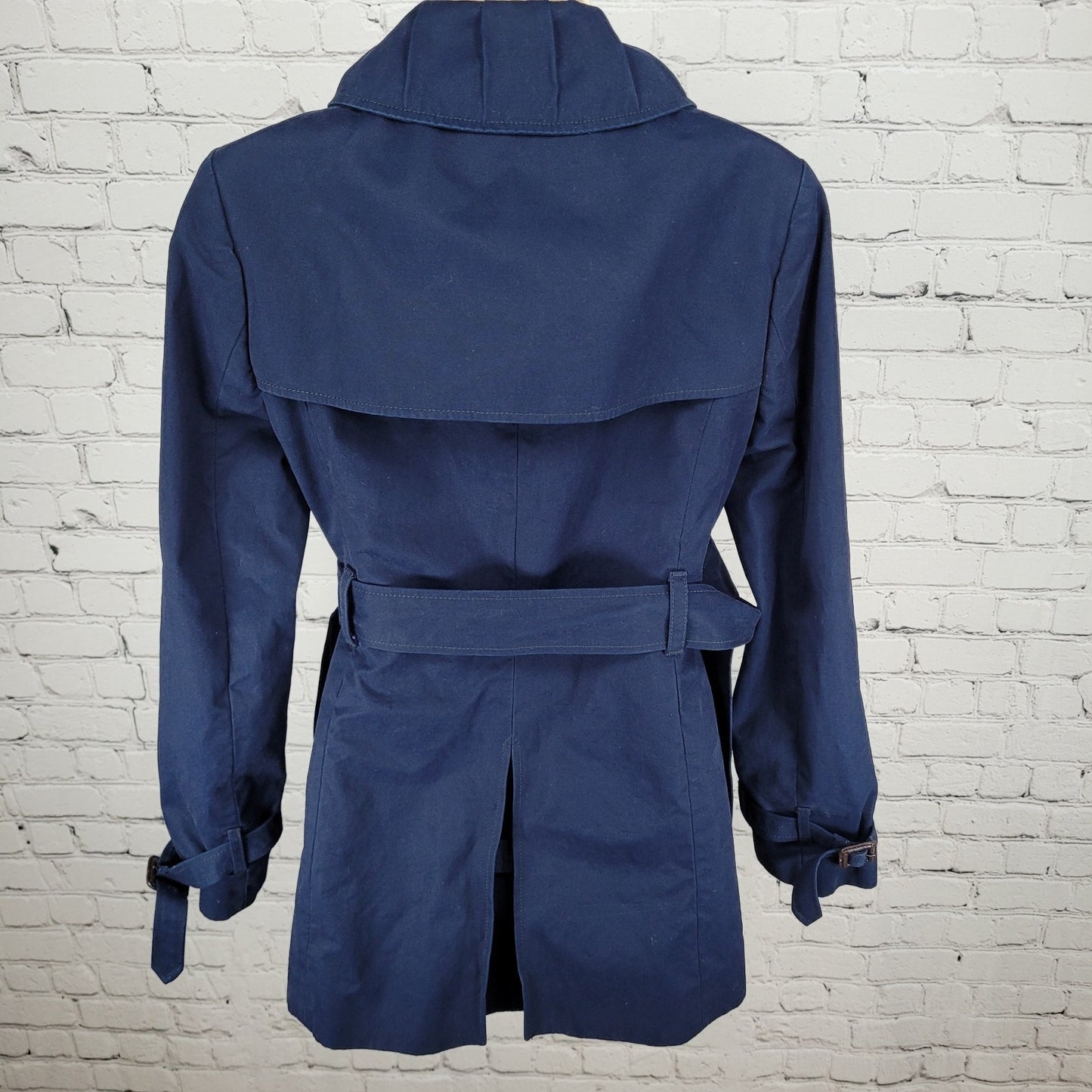 J.CREW Navy Cotton Canvas Double Breasted Buttoned Belted Lined Jacket Size 4