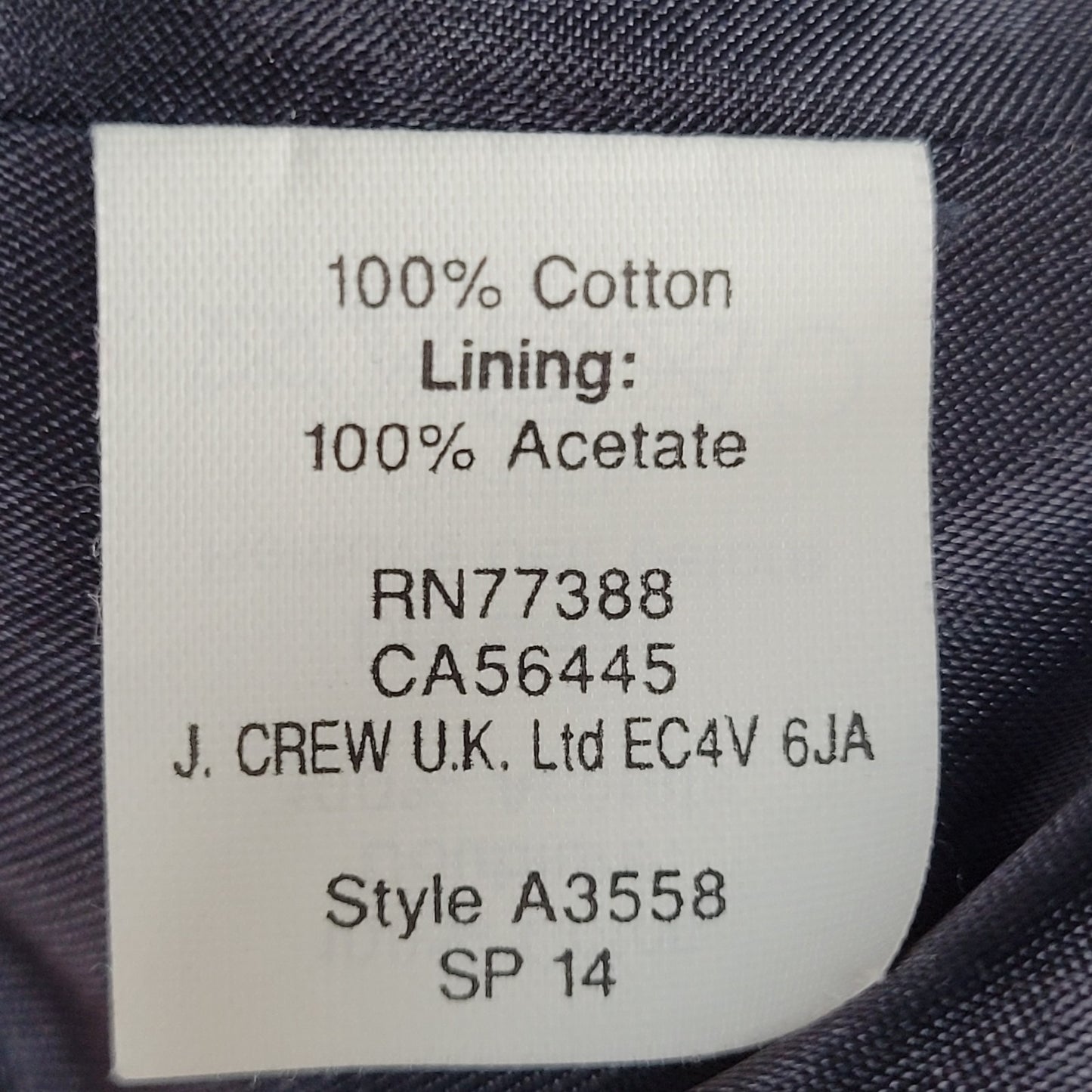 J.CREW Navy Cotton Canvas Double Breasted Buttoned Belted Lined Jacket Size 4