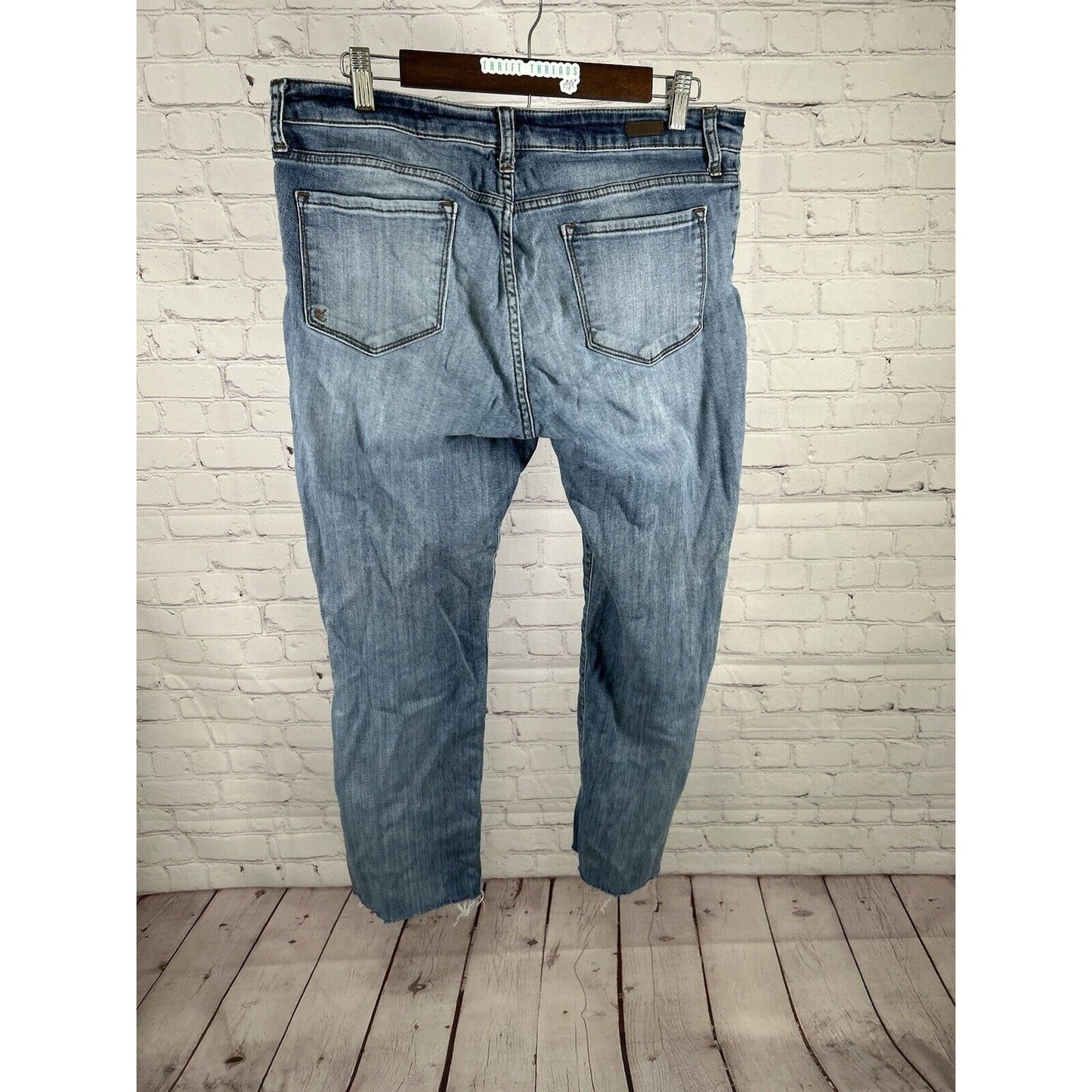 Kut From The Kloth Light Wash Distressed Mid Rise Stretch Jeans 12 (34 x 28)